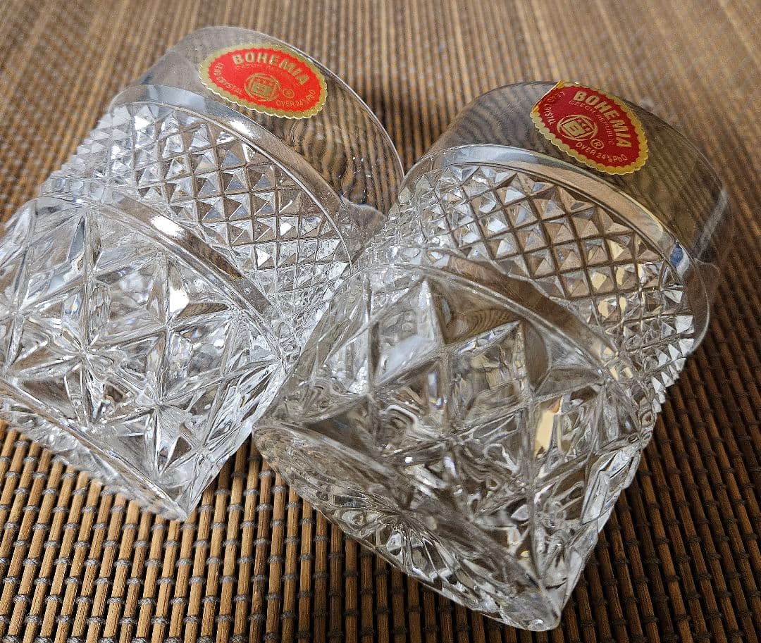 三越特別販売　ボヘミア　ショットグラス　切子グラス　ウィスキーグラス　ブック箱