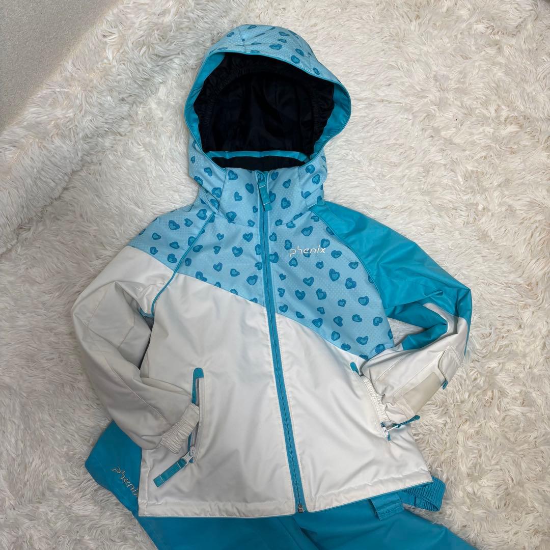 極美品✨フェニックス　セットアップ　スキーウェア　フード脱着可　ハート柄　130