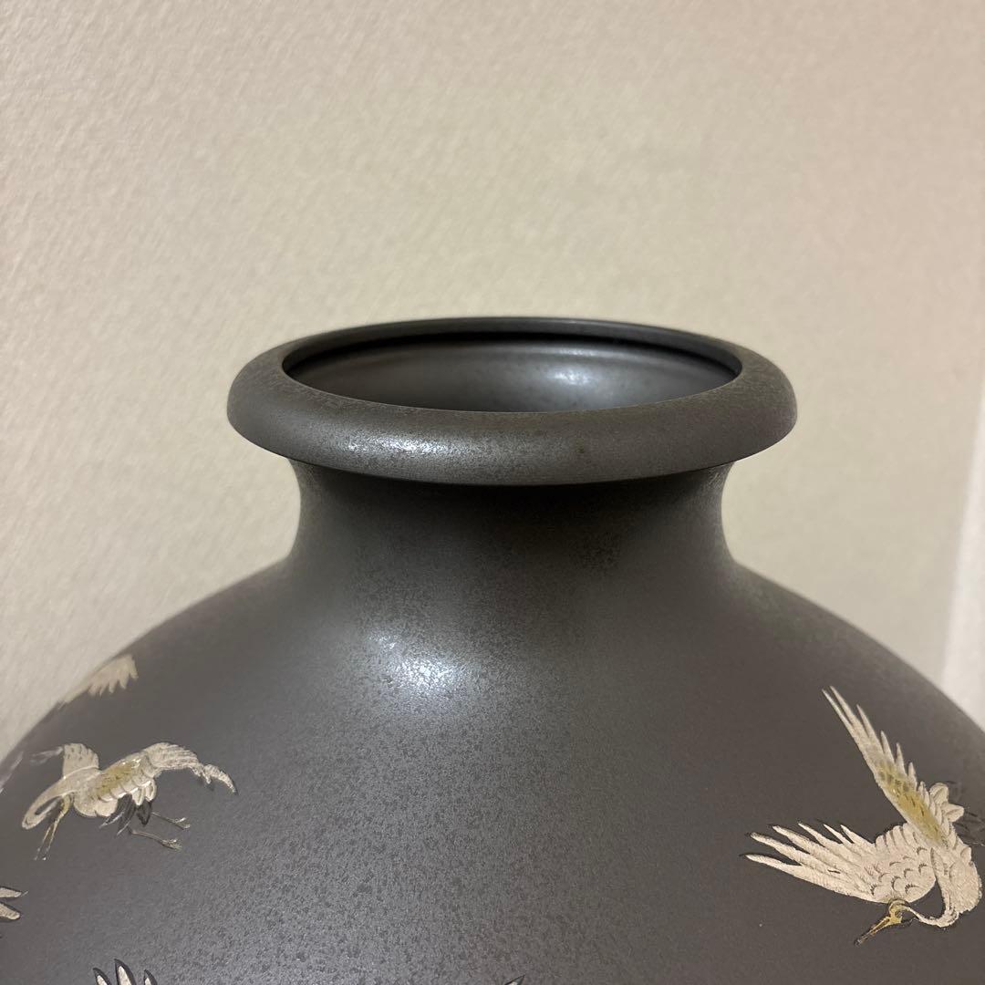 大型　特大　真峰　高岡銅器　花瓶　飾り壺　ビンテージ〈検 茶道　池坊　立花　置物