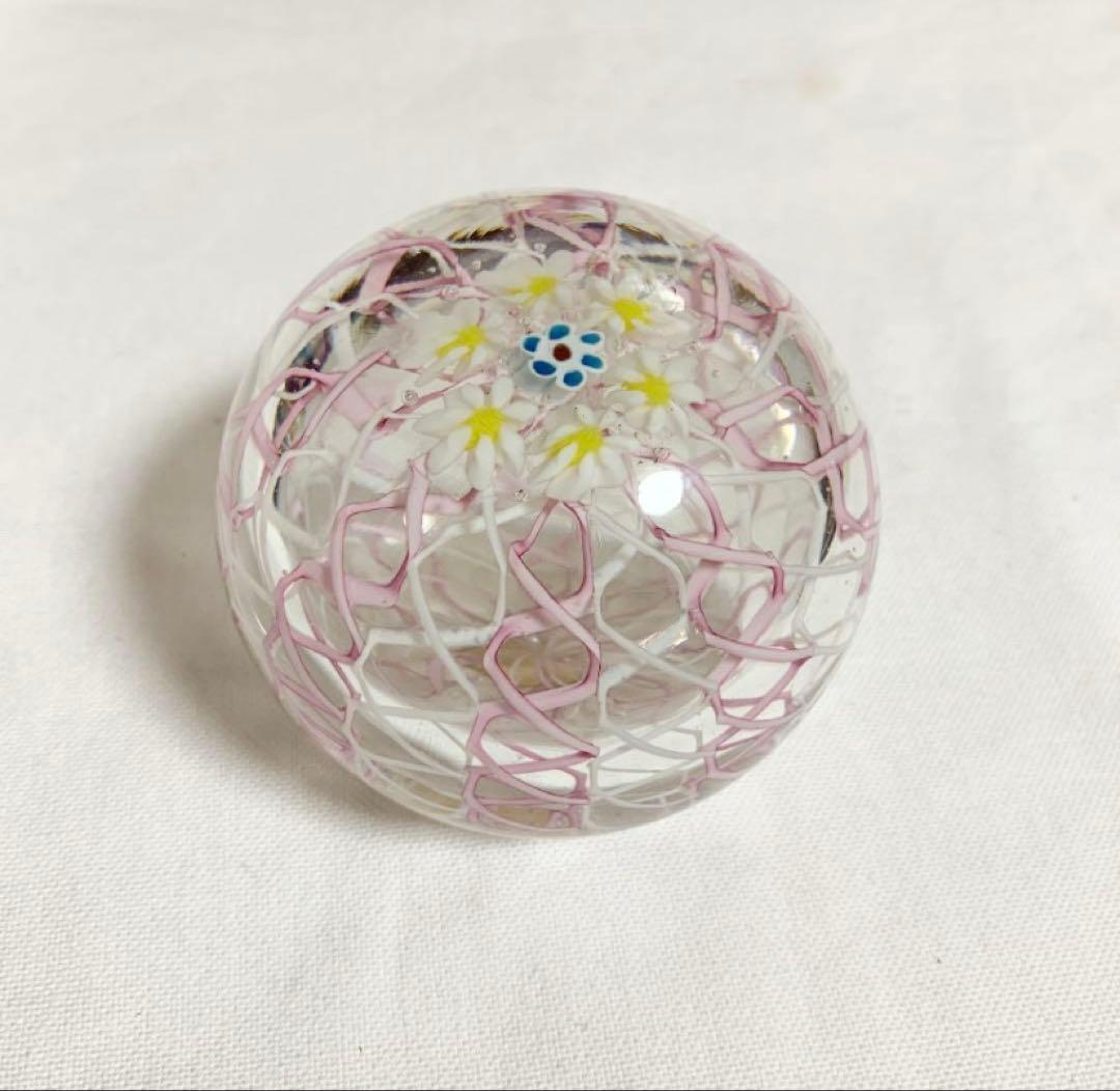 ムラノ社製　ガラスペーパーウェイト　ミルフィオリ　文鎮　クリスタル　ベネチアン