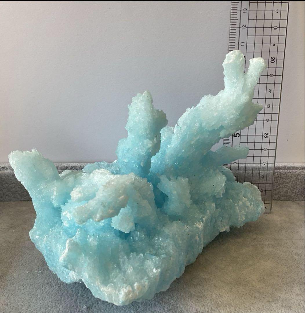 T991-2 アクアマリン水晶結晶　原石ジオードクラスター　天然石