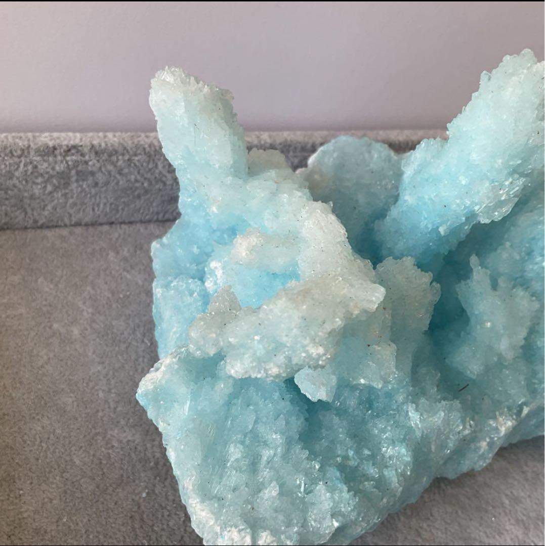 T991-2 アクアマリン水晶結晶　原石ジオードクラスター　天然石