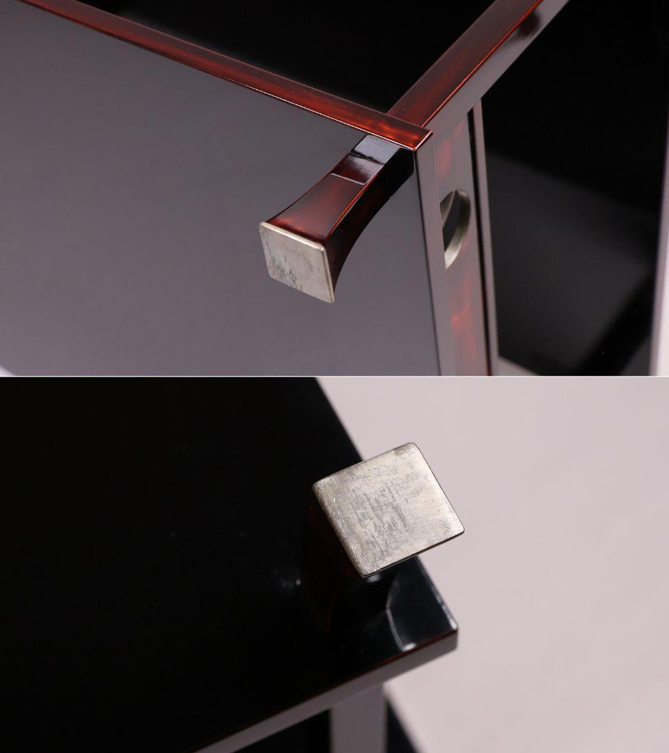 前端雅峯 二段卓 冠卓 曙塗 つぼつぼ透かし 月と草蒔絵 銀露 木製【MB53】