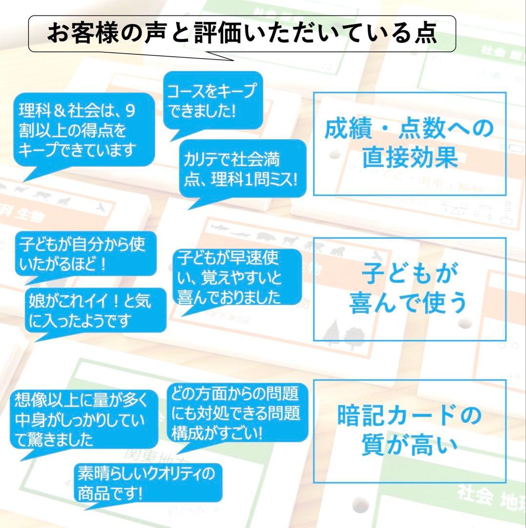 中学受験 暗記カード【4年下 社会・理科1-9回】 予習シリーズ 組分け対策