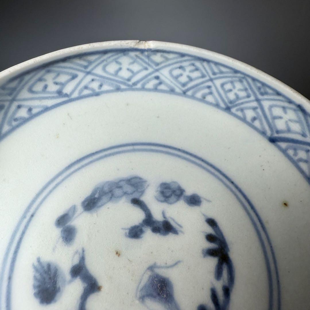 古伊万里　染付蛸唐草蓋物　五客　冨貴長春　松竹梅　古美術