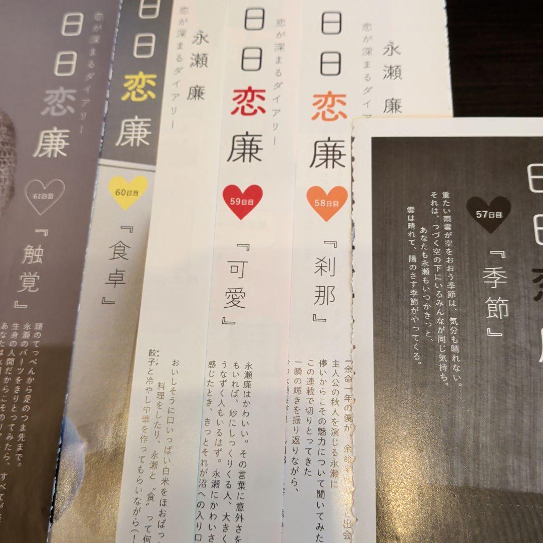 永瀬廉　Myojo　通常版　連載　日日恋廉　1日目〜72日目　厚紙付