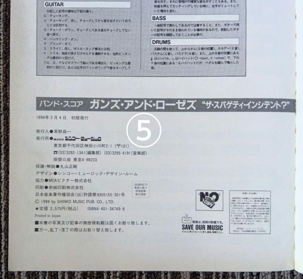 ガンズ・アンド・ローゼズ 楽譜 GUNS N' ROSES スコア