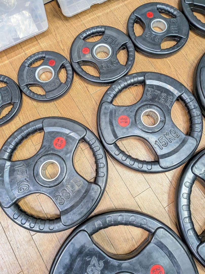 東京都八王子市手渡しのみ筋トレセットバーベル、プレート155kg、台、バイク