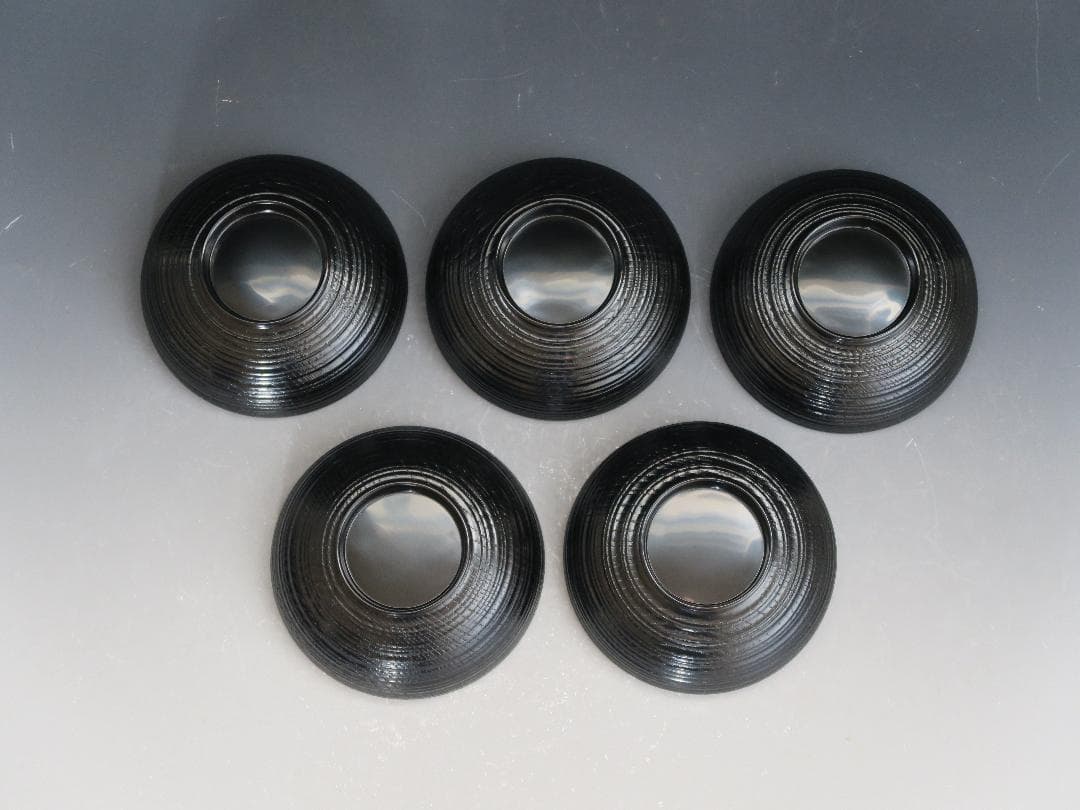 【輪島塗】輪州造 日之出蕨波（わらびなみ）蒔絵 椀 五客揃 天然木 共箱