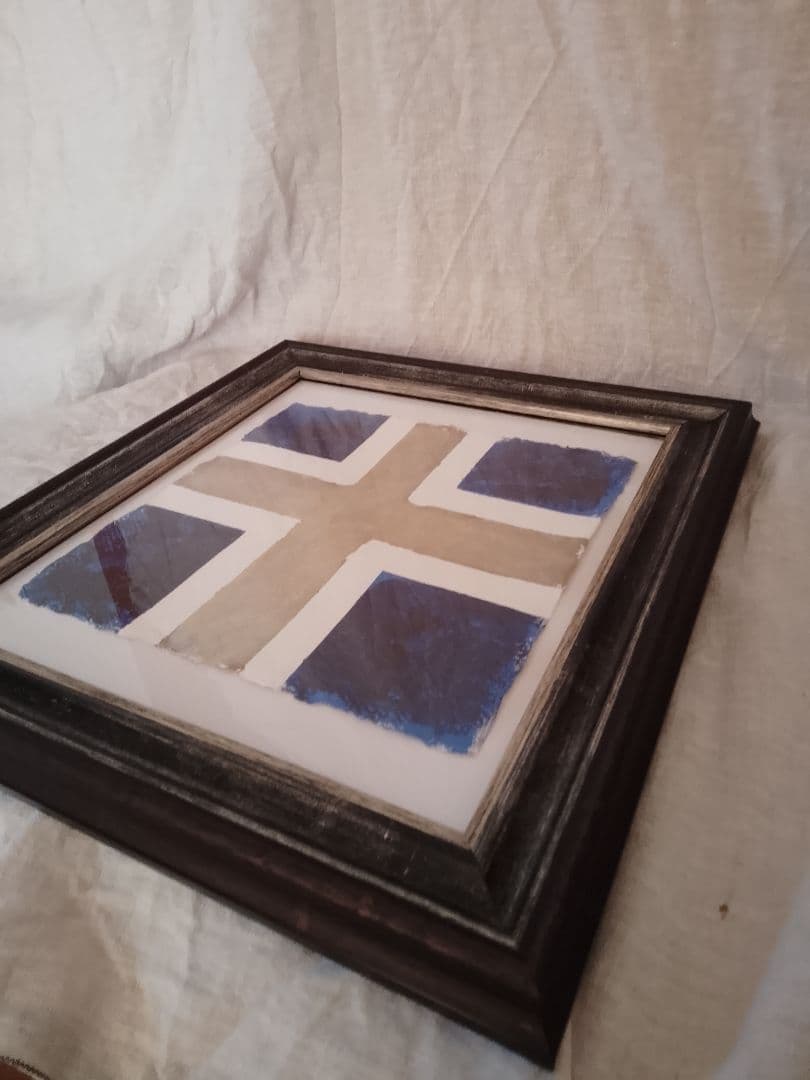 青と金のアクリル画2点セット