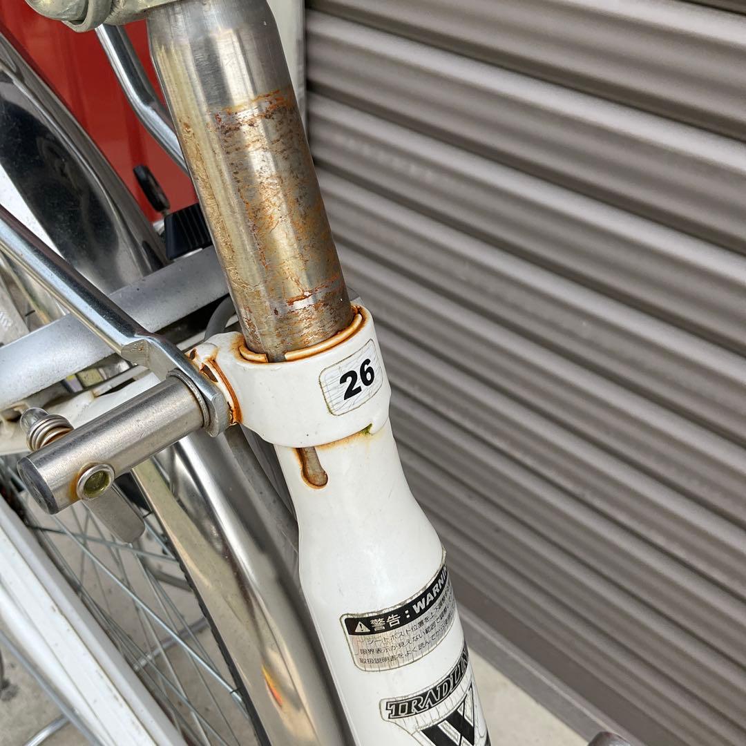 【前橋市内引渡】ママチャリ 26インチ自転車 6段変速/カゴ/鍵/ライトなし