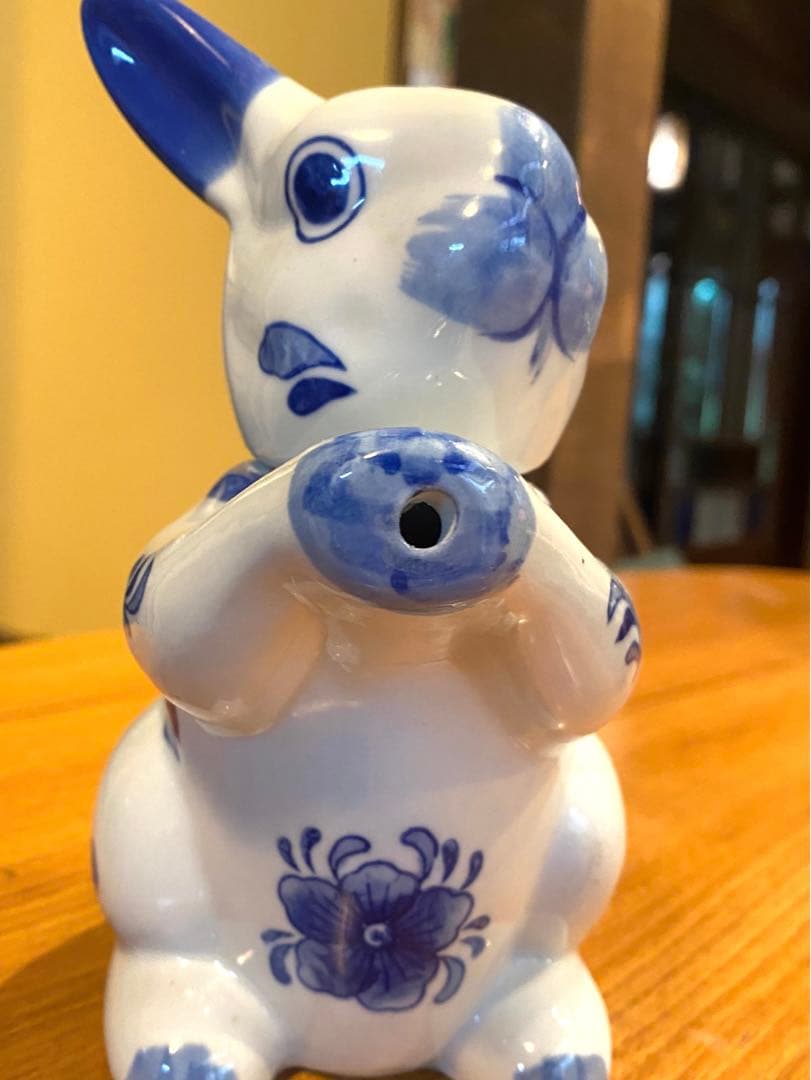 染付うさぎ！愛嬌溢る《青絵兎ティーポット》（検リヤドロヴィンテージ干支ヘレンド