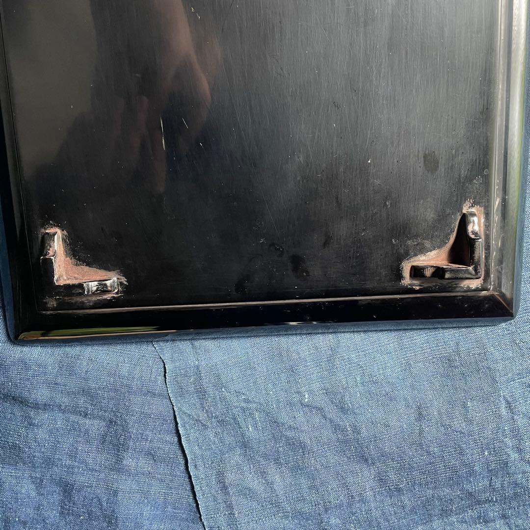 黒塗り盆 螺鈿 長方形 26㎝×35㎝ 漆器 盆 螺鈿細工 長方盆 木製 お盆