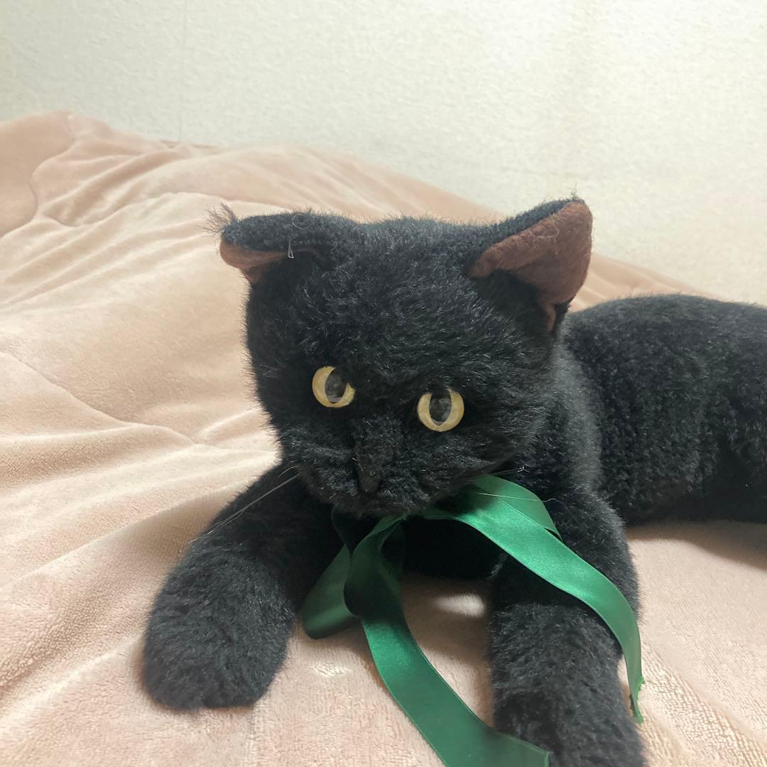 四季オリジナル　ぬいぐるみ　黒猫　中古品　寝そべりポーズ　中古品