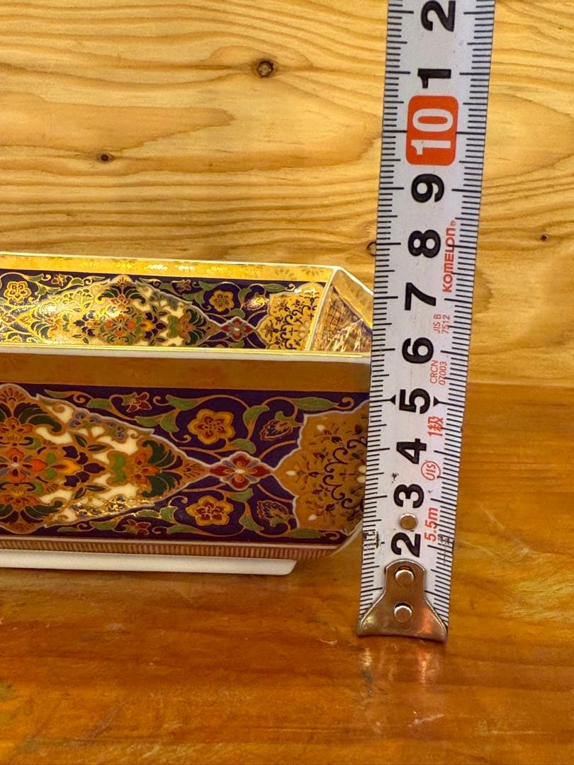 超稀少 角皿　前畑 庫山窯 金欄更紗 角大鉢 伝統工芸品