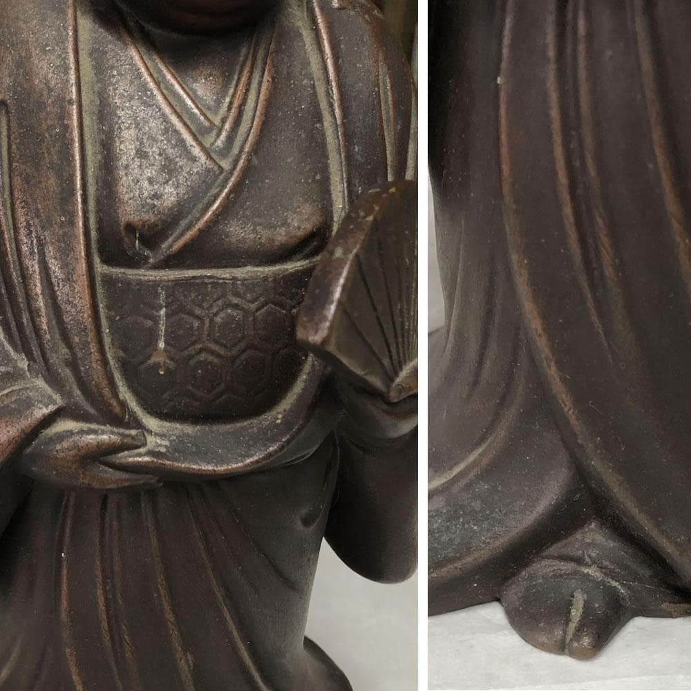 e2722 備前焼 お福 高さ24cm お多福 お福人形 お福さん 置物