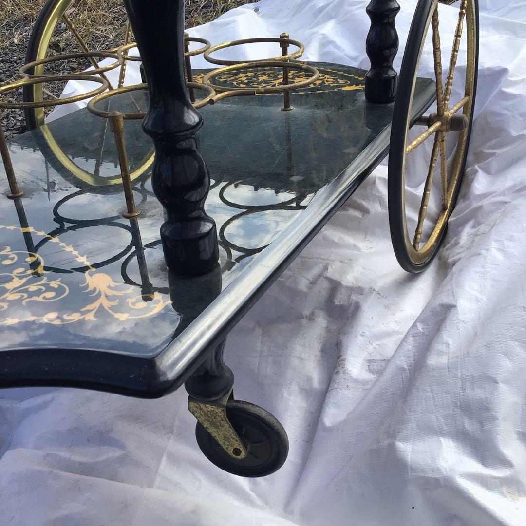 イタリア製 象嵌細工 キッチンワゴン キャスター付 キッチン収納　カート