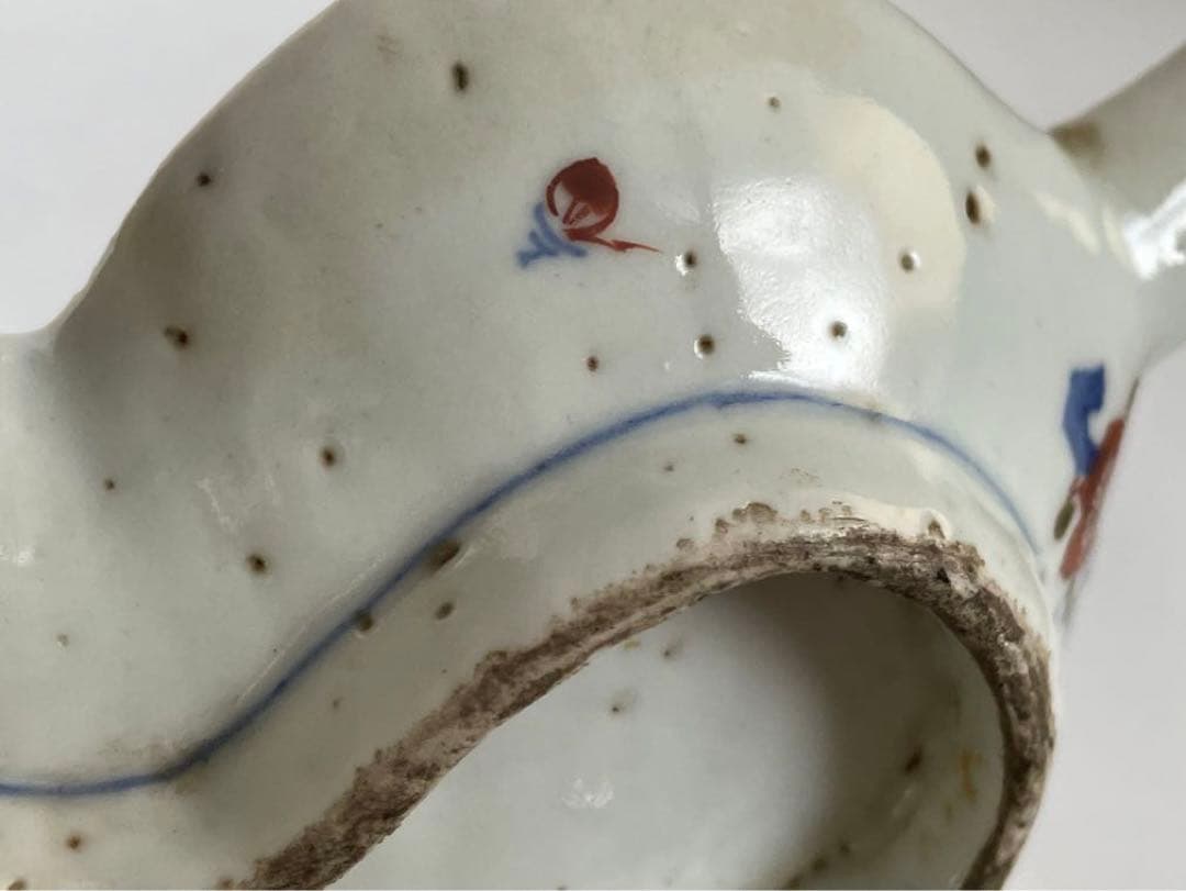 #2 骨董　アンティーク　色絵古九谷　色絵山水文瓢形向付　変形皿　古九谷