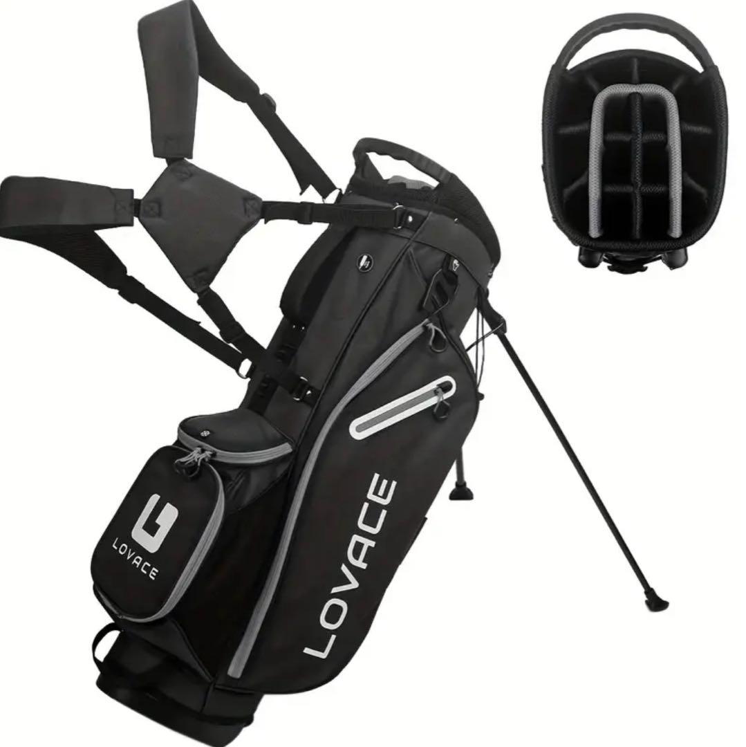 LOVACE スタンドキャディバッグ　ゴルフバッグ　新品　ブラック　軽量　防水