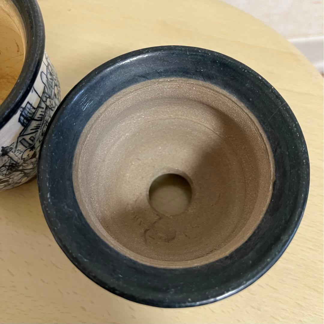 陶翠作　東海道五拾三次画　盆栽鉢