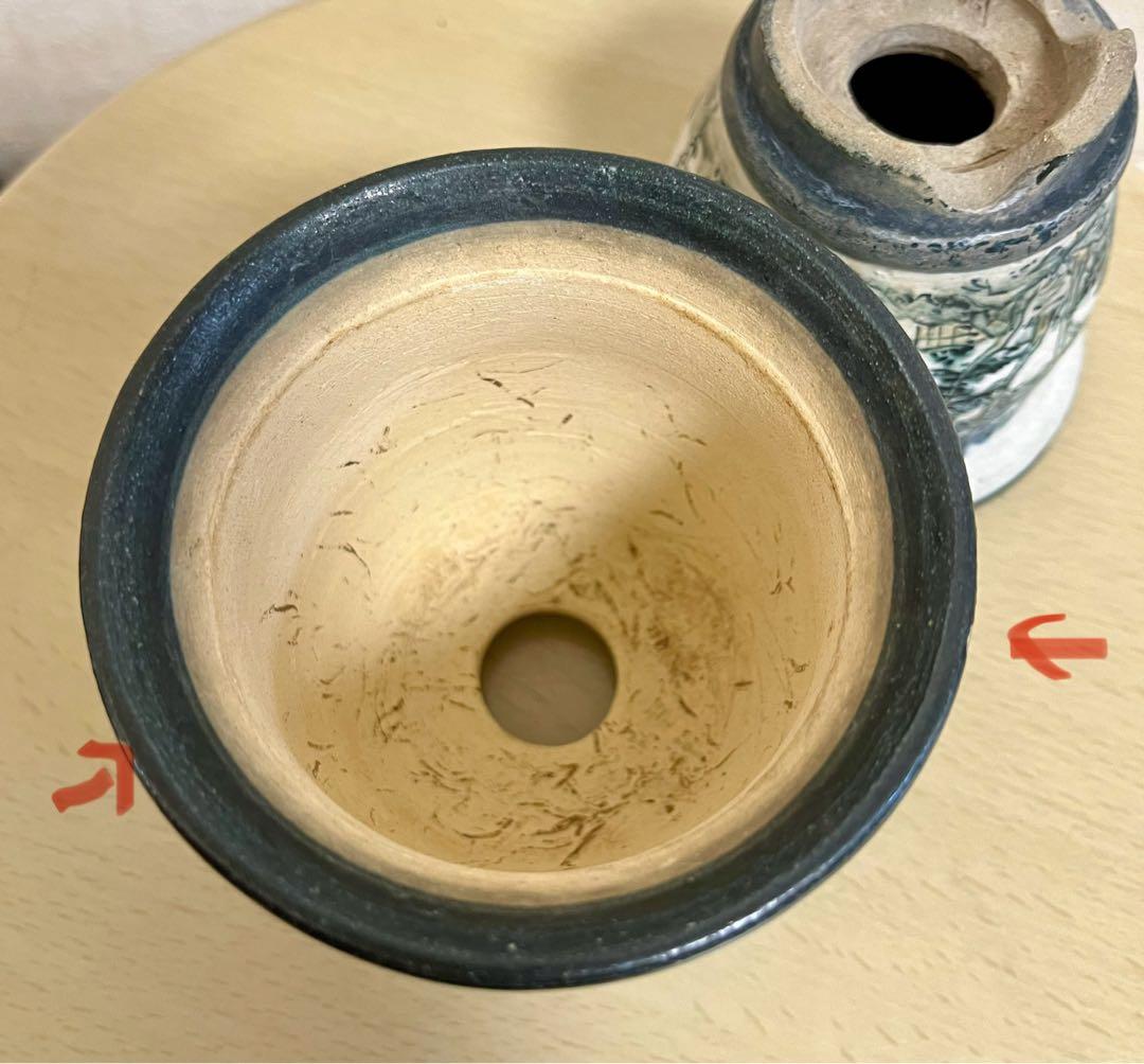 陶翠作　東海道五拾三次画　盆栽鉢