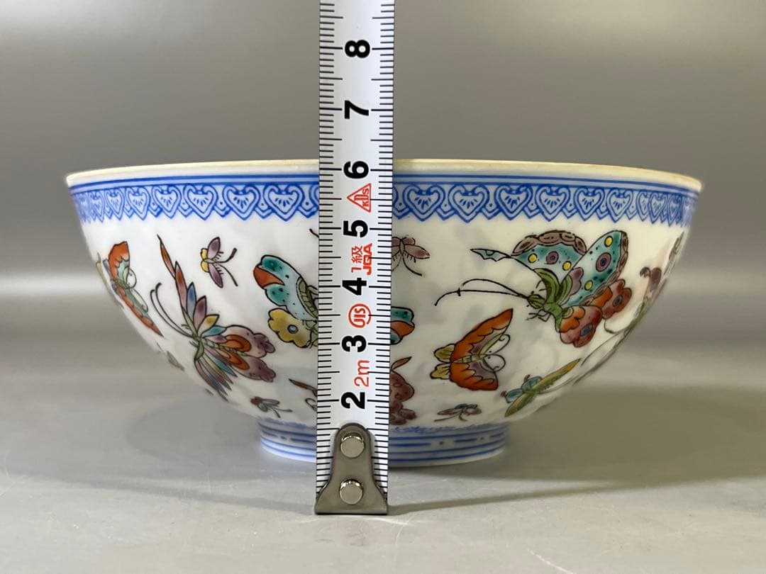 DT699 中国 薄胎 色絵蝶紋 碗