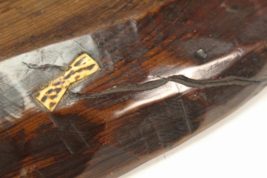 老松 古材 刳り貫き 楕円形 盆 煎茶 詫び寂(K-RC950)