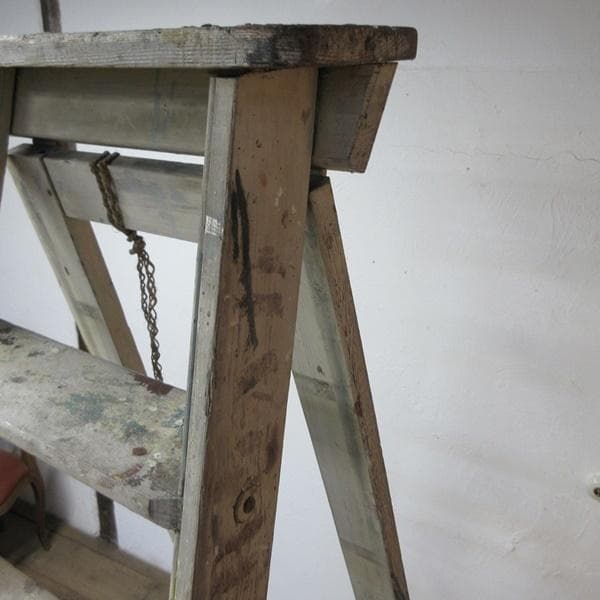 イギリス アンティーク 家具 木製ラダー ステップ はしご ペイント 6119e