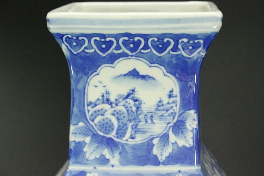 中国美術 窓絵 古い花瓶(ZE512)