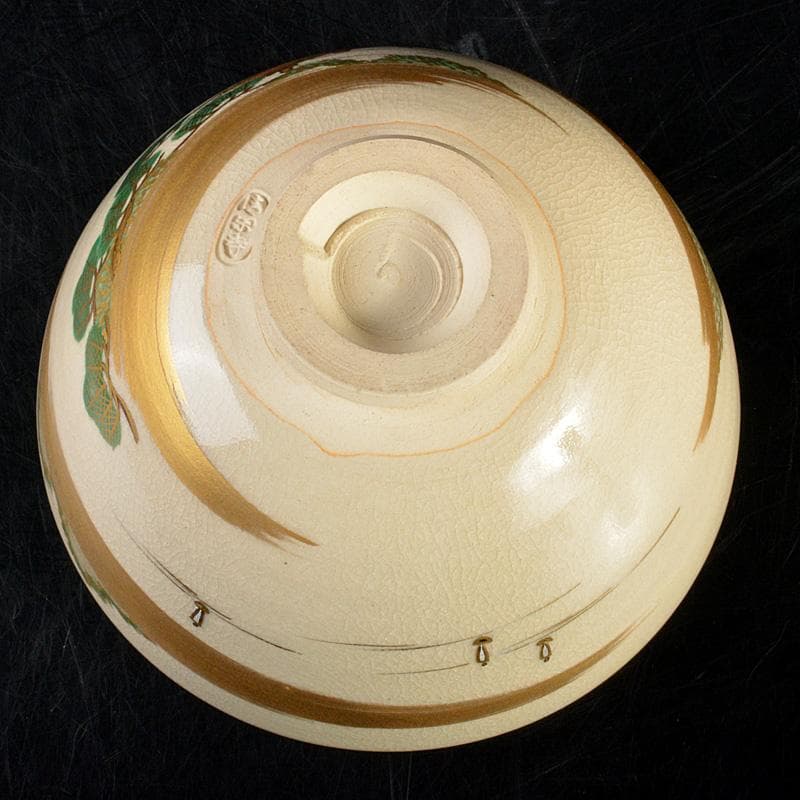 のらぴねこ　清閑寺窯　杉田祥平造　色絵仁清瀬田川　茶碗　共箱　V　6688