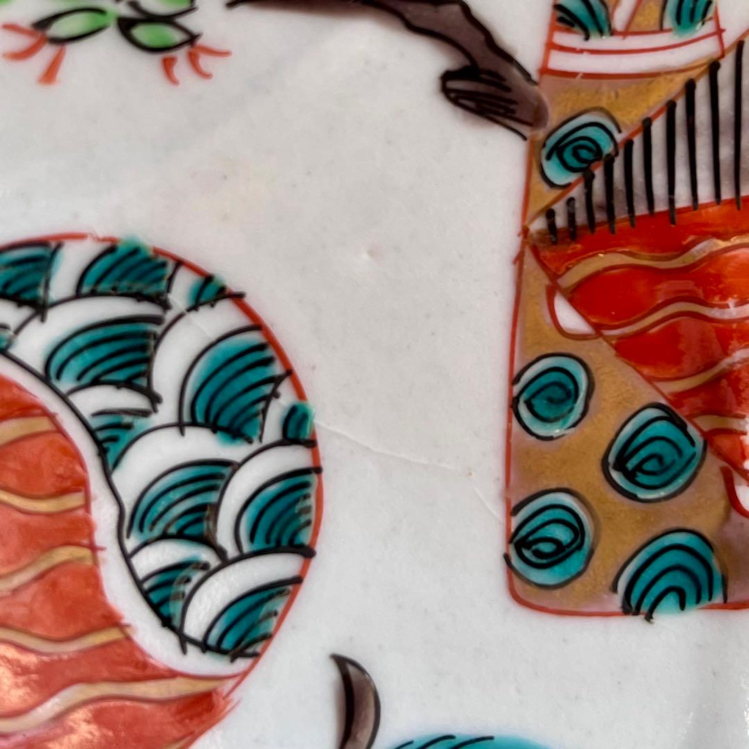 骨董　古伊万里　雛　　立雛　5寸皿　5客組