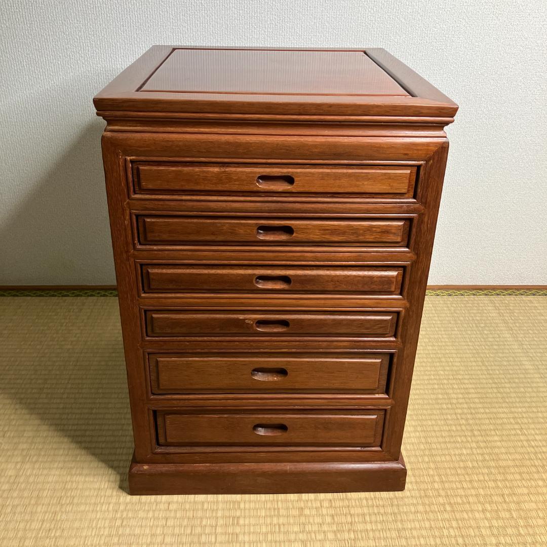 【高級】木製 レトロアンティーク 6段サイドキャビネット