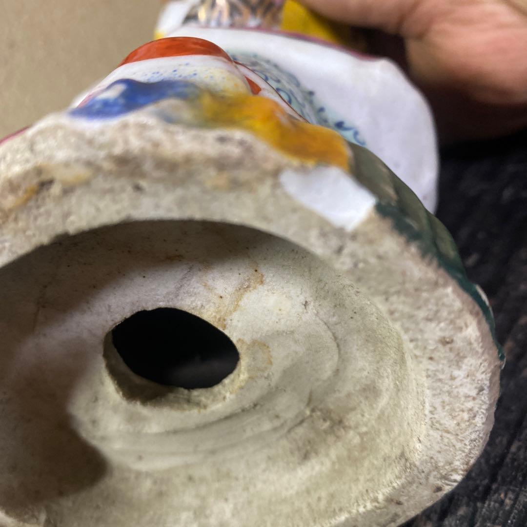 中国古玩　色絵人物置物12cm31cm8cm