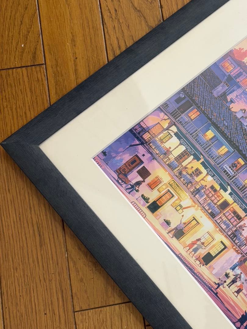 笹倉鉄平　マヨール広場　アートポスター　額装　HIBELL ART 45×100