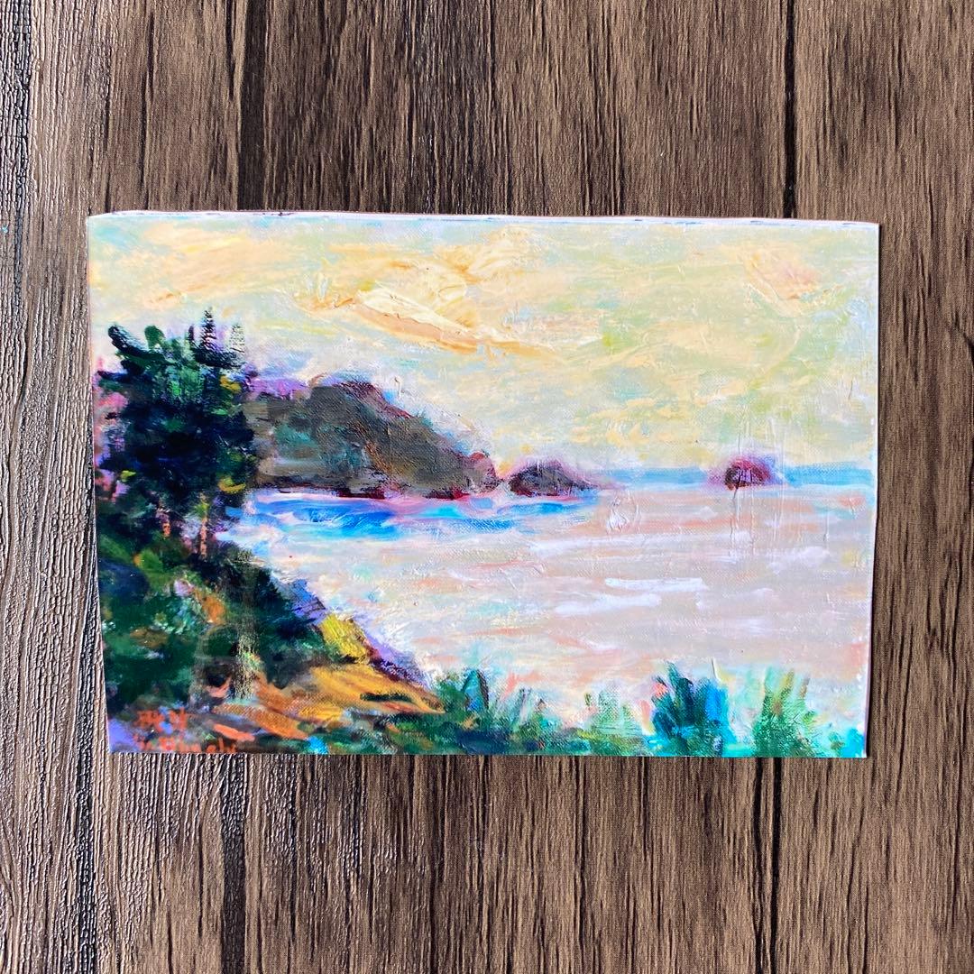 絵画　油彩画　油絵　「三陸の海」4F 菊地正則　渡仏　美品　手描き　原画　額付き