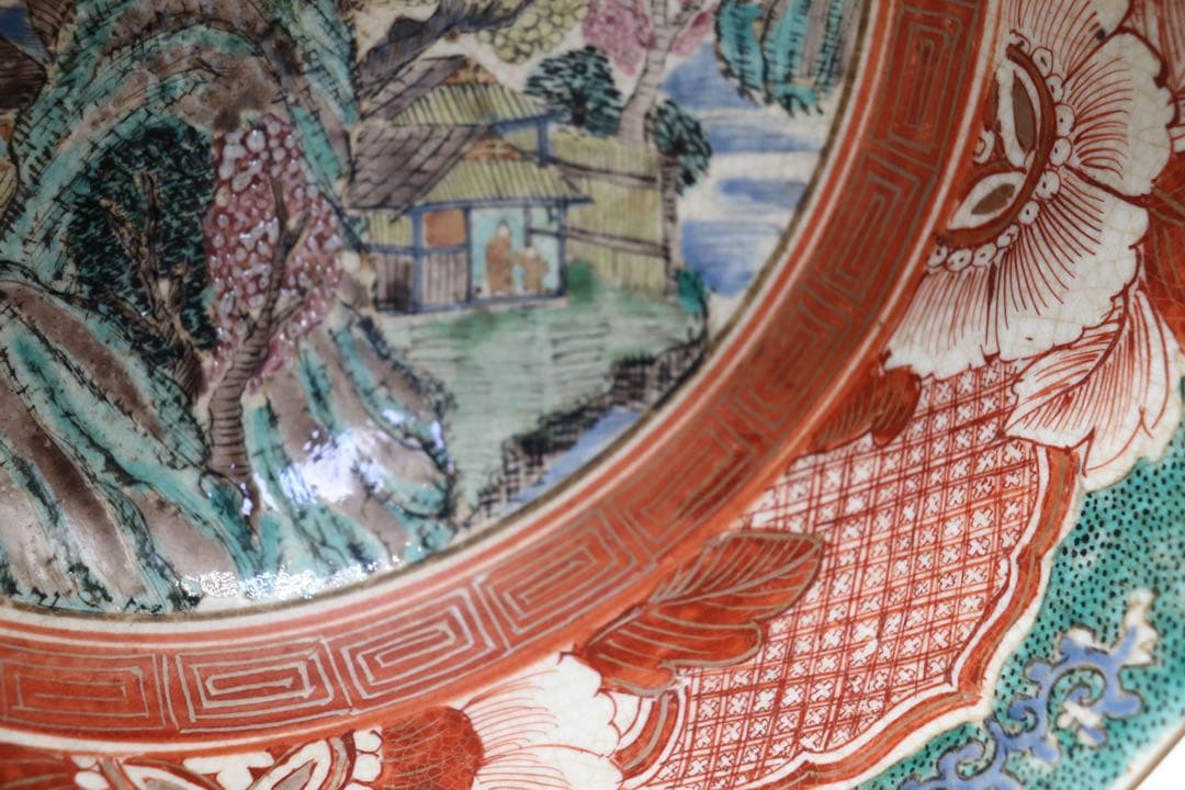 江戸晩期　古九谷　大鉢　アンティーク　木箱入　送料込み251107