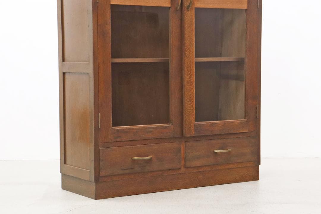 ※いのうえ レトロ オーク材 本箱 食器棚 書庫 戸棚 収納 キャビネット