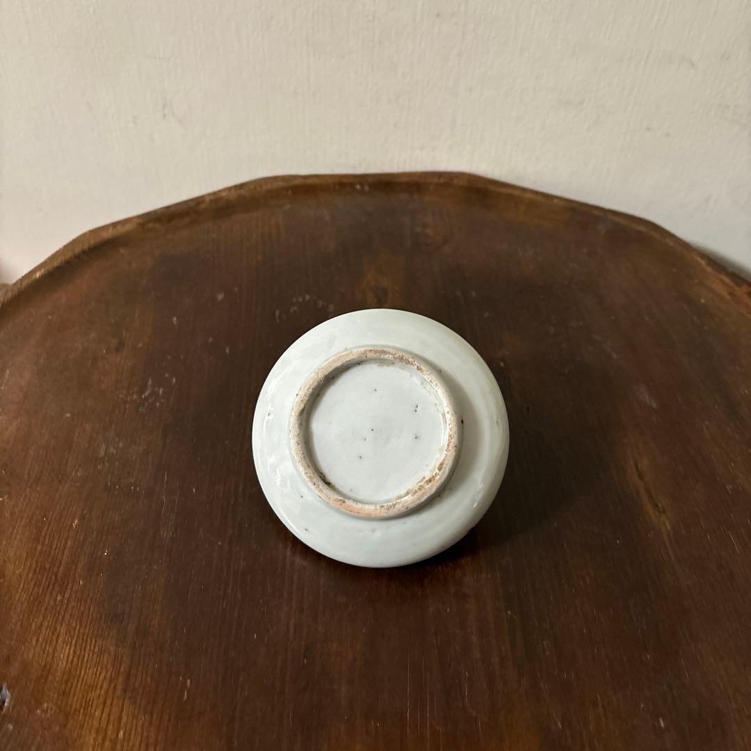 古伊万里染付タコ唐草笹紋様油壷　江戸時代　骨董　アンティーク　検:白洲正子　李朝