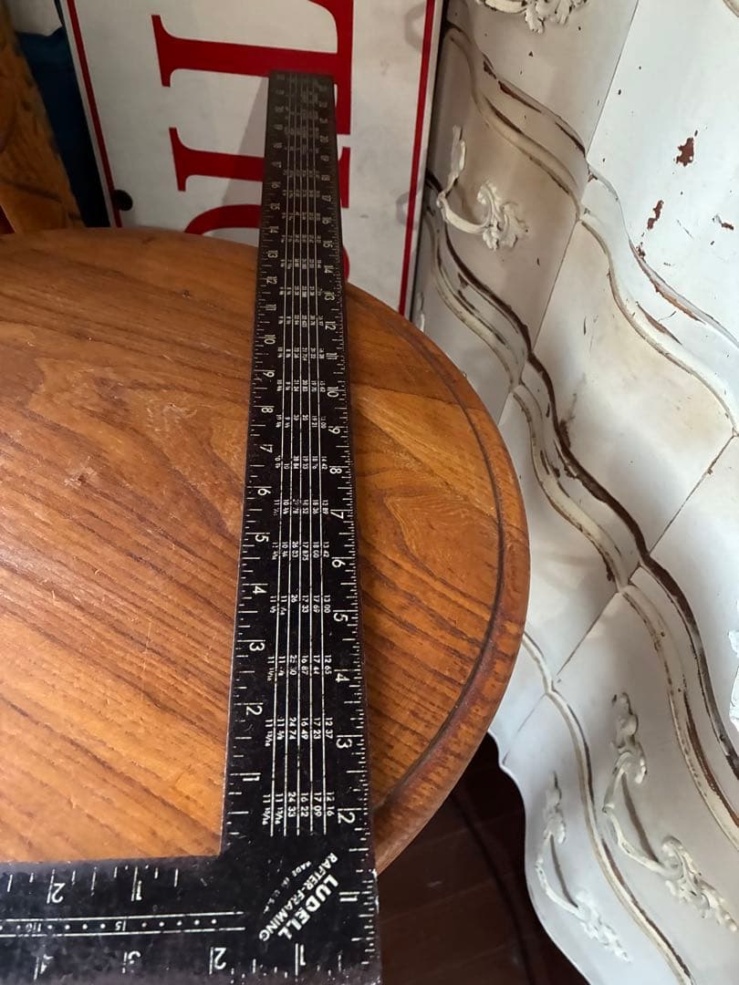 アンティーク　L字　スケール　ルーラー　定規LUDELL 建築家　大工　特大レア