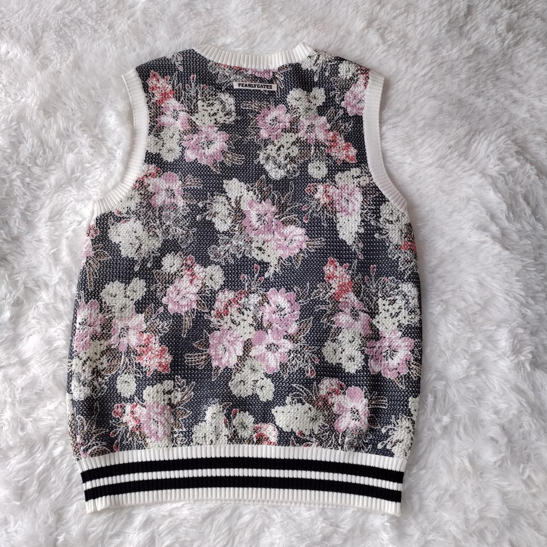 【完売品】パーリーゲイツ LIBERTY プリント Vネック ニットベスト 花柄