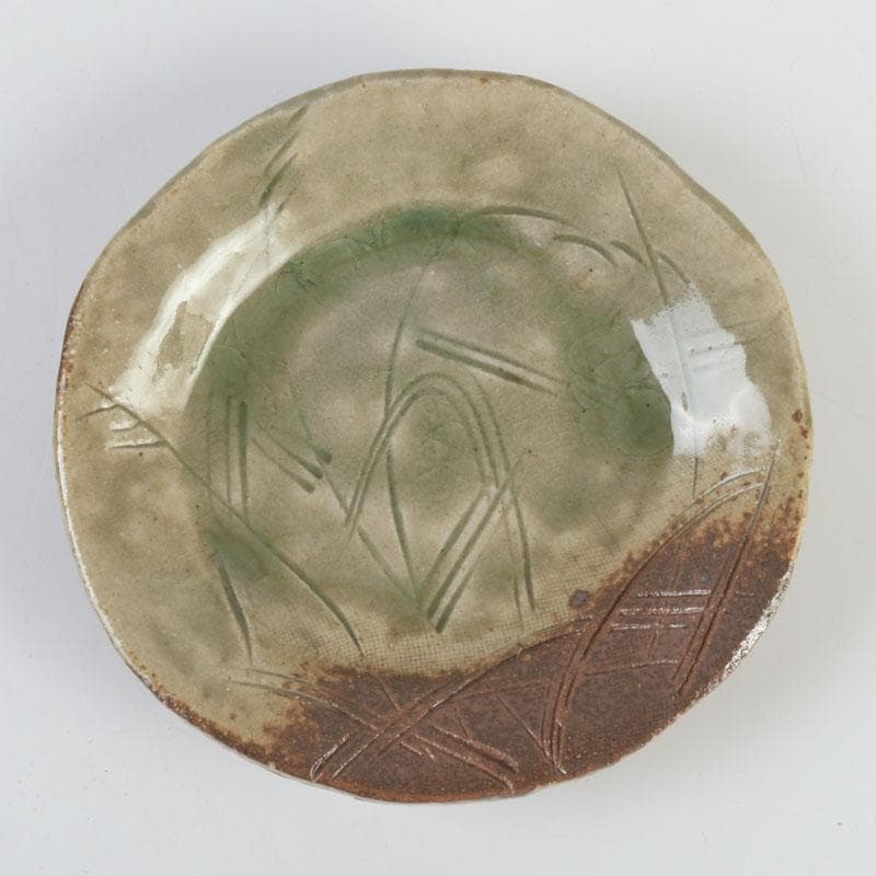 和食器　茶懐石　幸兵衛窯　灰釉　銘々皿　五客　共箱　N　9396