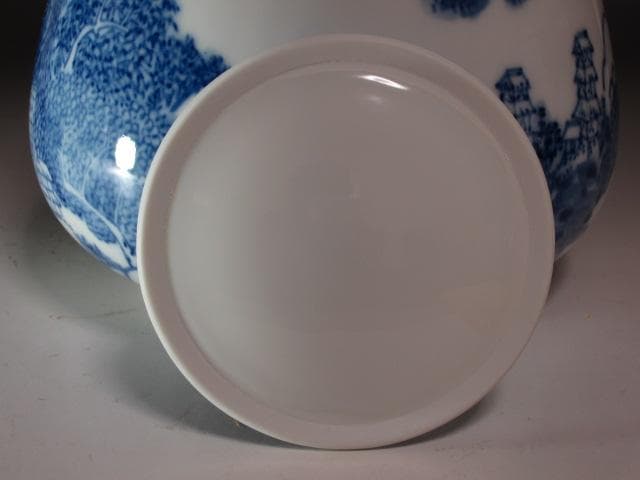 ★　加藤藤城　染付近江八景絵水指　久田流十二代尋牛斎の花押がございます★x384