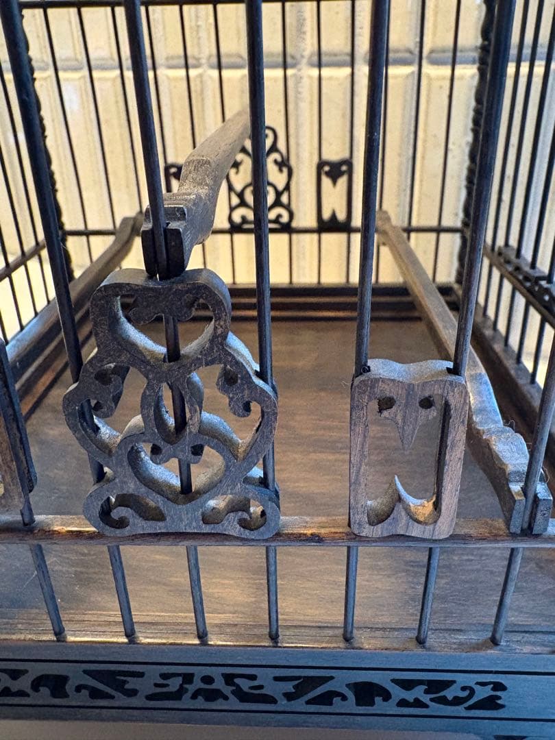 鳥籠　中国アンティーク　美品　龍　置物　木製品