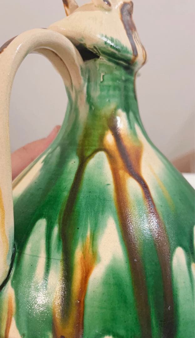 三彩鳳首執壺　陶芸　骨董品　古美術