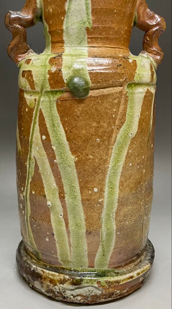 伊賀焼　古伊賀　耳付花入　即中斎書付　割銘　d077