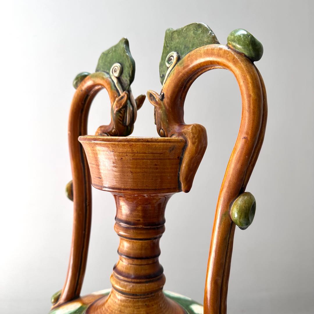 唐三彩 壺 双耳 唐物 装飾 中国美術 中国古玩 骨董