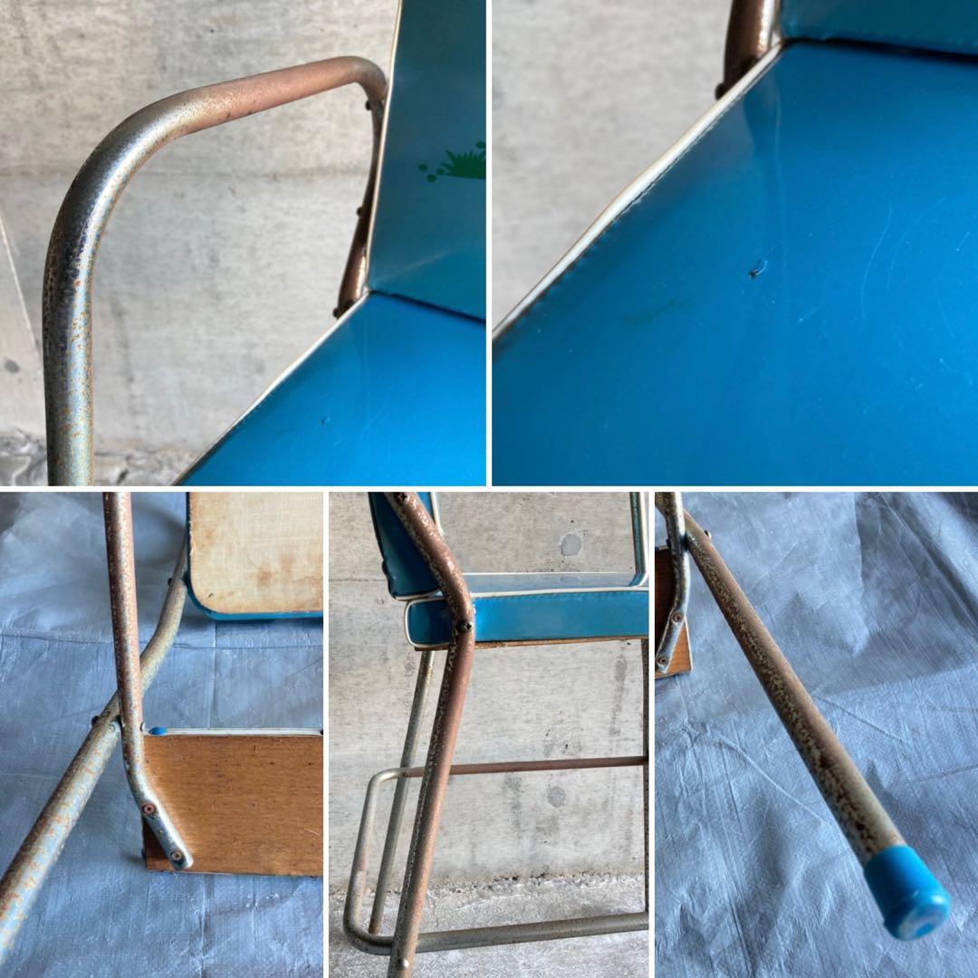 ベビーチェア 子供椅子 ハイチェア 家具 ビニール 青色 ポップ 昭和 レトロ