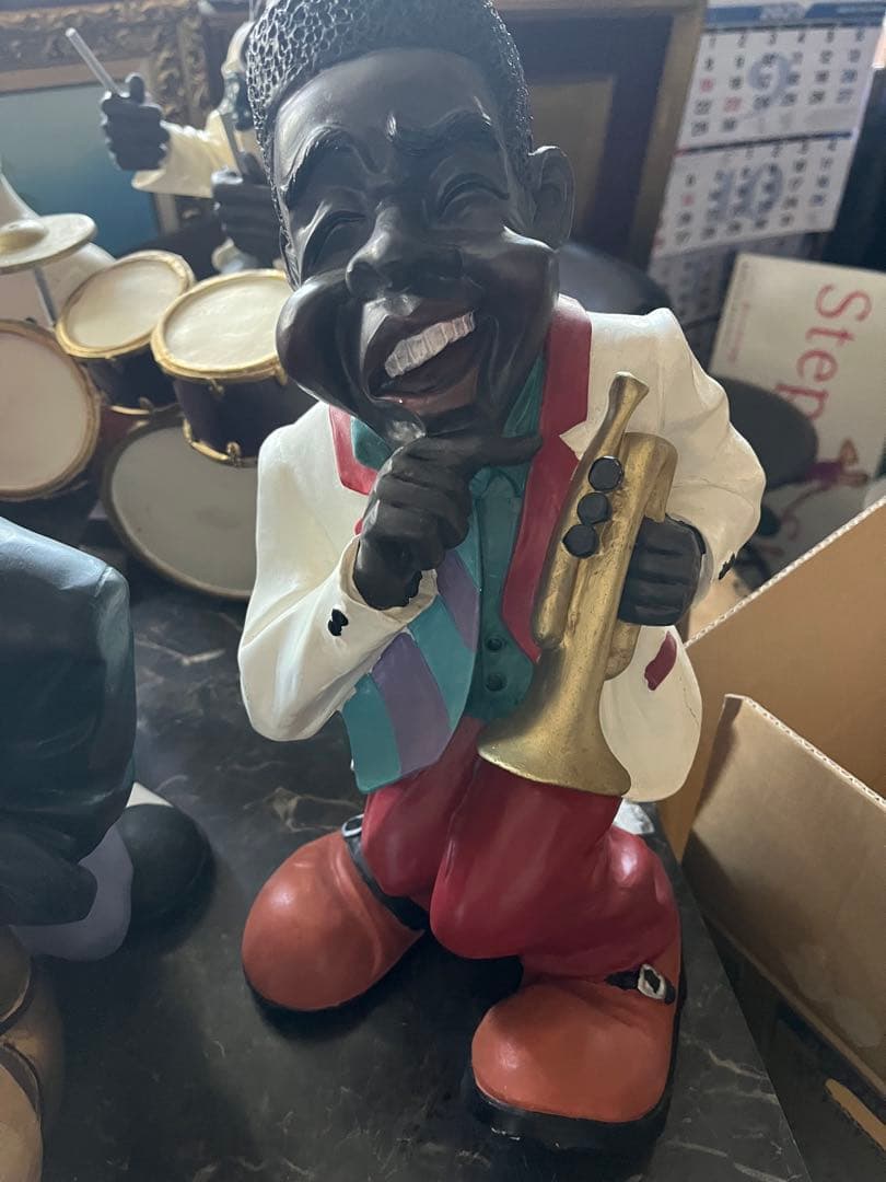 ジャズ人形、38センチ、FRP製黒人人形、JAZZ人形、JAZZ黒人バンド、