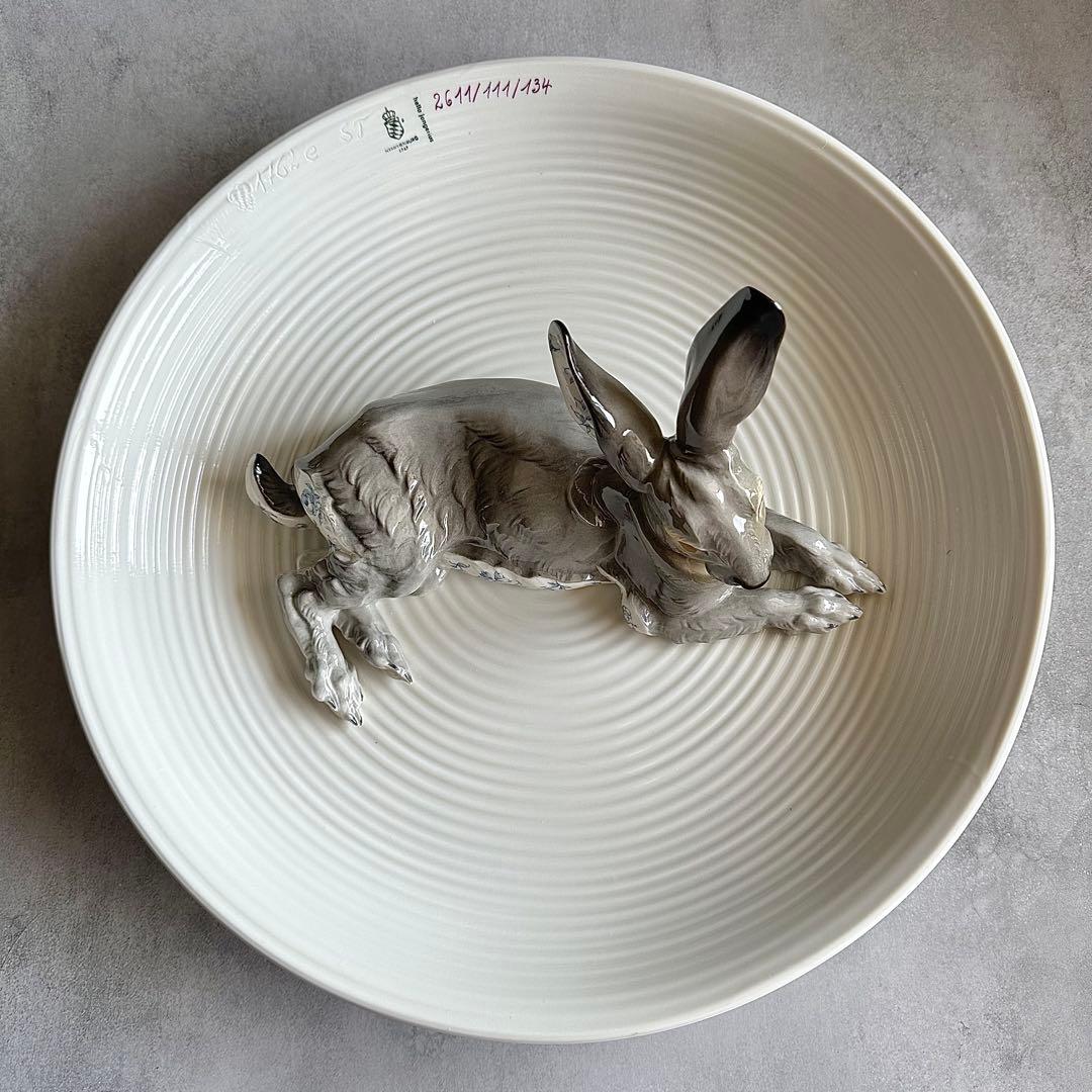 【希少品】最高級 ニンフェンブルク ◆ドイツ製 野うさぎ 大皿 イースター