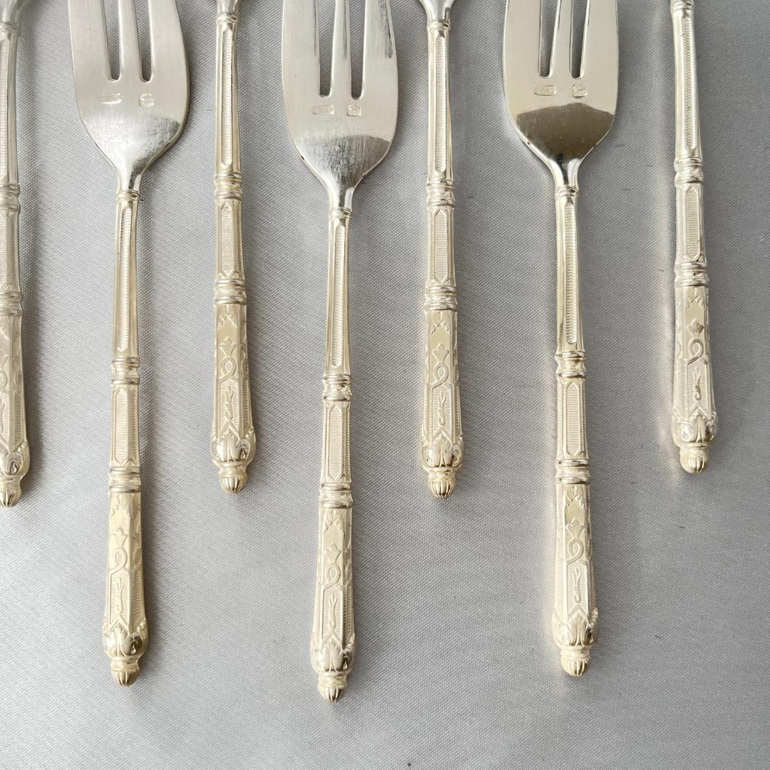 【SFAM】 ロシア様式のケーキフォーク 12本組 仏蘭西 14cm ケース